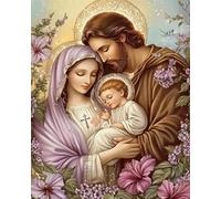 Renqidian Kit Per Punto Croce Per Adulti Principianti Personaggi religiosi Famiglia Kits Ricamo Punto Croce Mestieri Decorazioni la Casa-40x50 cm (Tela Prestampata 11CT)