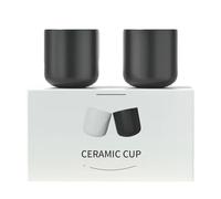 Renrra Set di 2 Tazze da Caffè In Ceramica per Espresso, Latte, Caffè Latte con Design Rinforzato. Ideale per la Cucina. Colore Nero.