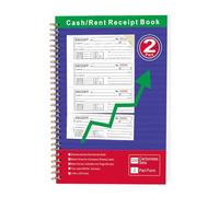 Rent & Cash Receipt Book - 2-Part Carbonless Duplicate Spiral-Bound Pad | 2-Part Carbonless Duplicate Paper, Spiral Binding, Built-In Wrap-Around Cover, Compact Record-Keeping Size