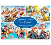 Rentner rocken das Leben! Mit Schwung durch den Ruhestand (Wandkalender 2026 DIN A2 quer), CALVENDO Monatskalender: Ein witziger Cartoon-Kalender ... die das Leben in vollen Zügen genießen