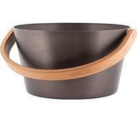Rento - Secchio per sauna di design con manico - Alluminio/bambù ecologico trattato termicamente, colore marrone catrame, 5 litri