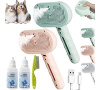 Renu Spazzola per cani, Freshfur, spazzola da doccia e soluzione per il bagno, spazzola a vapore Chewie per spargimento di cani, 3 in 1, ricaricabile, spazzola per gatti, strumento autopulente per la