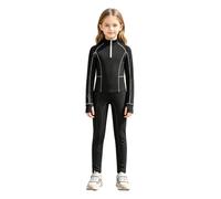 renvena Completo da Equitazione per Ragazze Camicia Top Sportivo per Cavalieri Equestri + Pantaloni da Equitazione a Vita Alta Tuta Sportiva da Allenamento Nero 13-14 anni