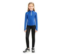 renvena Completo da Equitazione per Ragazze Camicia Top Sportivo per Cavalieri Equestri + Pantaloni da Equitazione a Vita Alta Tuta Sportiva da Allenamento Blu Nero 3-4 anni
