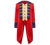 renvena Costume da Aristocratico da Bambini Costume da Pirata Deluxe da Collezione Coloniale Trench Giacca Frac Cappotto Gotico Steampunk Cosplay Travestimento Rosso 15-16 anni