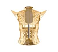 renvena Donna Corpetto Rinascimentale Top Corto Pelle Corpetti Gotici Nero | Cerniera Frontale,Costume Pirata La Fiera Rinascimentale,Gilet Il Cosplay Steampunk,Cameriera,Festa A Tema,Compleanno
