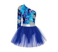 renvena Donna Costume Indiano Per Donne Da Cavernicola Caverna Vestito | Vestito Corto Sopra Il Ginocchio,Collo Spalla Singola Asimmetrico,Stampa Di Leopardo,Locale Notturno,Performance,Serata