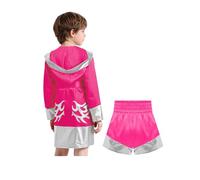 renvena Muay Thai Boxe Accappatoio con Cappuccio per MMA Kickboxing Bambini Ragazzi Pantaloncini Abbigliamento Training Cage Fighting Grappling Arti Marziali Argento rosa caldo C 15-16 anni