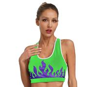 renvena Reggiseni Sportivi Donna Push Up con Imbottiture Rimovibili Brassiere Reggiseno da Alenamento Canotta Crop Top per Allenamento Yoga Fitness Running Verde Viola 3XL