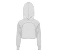 renvena Top da Danza Classica per Ragazza Coprispalle Metallizzata Scintillante Bolero a Maniche Lunghe Felpa con Cappuccio Crop Top da Ballo Jazz Hip Hop Argento 11-12 Anni