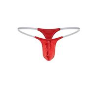 renvena Uomo Slip da Bagno Slip Jockstrap Borsa Micro Bulge con Pouch Collant Mutande da Nightwear Sissy Tanga Lattice con Bulge Pouch Party Rosso Taglia Unica