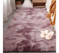 RENXTAO Tappeto Salotto 250 x 280 cm Antiscivolo e Morbido, Tie Dye Tappeto Camera Fondo Antiscivolo per Camera da Letto e Bambini, Scendiletto, Viola Rosa