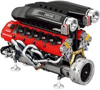 Reobrix Kit di costruzione motore V12 per adulti, 33016 modello di motore per supercar con angolo a V di 65° e motore, kit di motori meccanici di precisione per esposizione e collezione