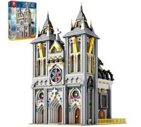 Reobrix Castello Medievale (con luci), Kit Modello Architettonico 66027, Chiesa del Secolo Europeo, Adatto ad Adulti e Adolescenti dai 14 Anni in su, Regalo Decorativo, 3183 Blocchi