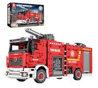 Reobrix Fire Truck Building Set for Adults, Big Rescure Fire Vehicle with Water Spray Device, APP and Remote Control Firetruck Bricks 22008