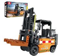 Reobrix Kit di blocchi per carrelli elevatori, giocattoli per carrelli elevatori RC, set di macchinari da costruzione telecomandati con APP 22002, carrello elevatore con ripiano sollevato per 14+ anni