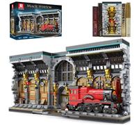 Reobrix Magic Train Booknook Set da costruzione con luci, Kit di costruzione di fermalibri creativi 66031, Decorazione per la casa con libreria, Kit di giocattoli modello Book Nook da 2795 pezzi