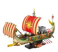 Reobrix Set di costruzione di navi pirata, nave da guerra greca militare 66102, classica antica nave da guerra greca, set di giocattoli di navi pirata da collezione, giocattolo per 14+