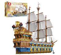 Reobrix Set di costruzione della nave pirata Royal per adulti, modello di nave grande da 2858 pezzi, nave pirata da collezione di lusso 66011, set architettonico regalo per amanti del mare dai 14 +.