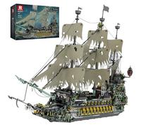 Reobrix Set di costruzione di navi pirata, modello di barca giocattolo MOC Flying Dutchman, set di blocchi da costruzione di navi fantasma verdi 66037, decorazioni per la casa di Halloween