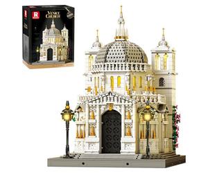 Reobrix Set di mattoncini Chiesa di Venezia con luci, 55014 Modello architettonico della Chiesa di Santa Maria della Salute a Venezia, giocattolo da collezione con italiani per adulti (4270 pezzi)