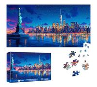Reofrey Puzzle 1000 Pezzi - Paesaggio Notturno Newyorkese, Puzzle Adulti Forma Speciale, Sfida Impossibile Divertente Per Famiglie & Decorazione 41x80cm - Idea Regalo Per Appassionati Puzzle classici