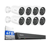 Reolink 12MP Telecamera Esterno, Rilevamento di Uomo/Veicolo/Animale, Visione Notturna a Colori, Audio Bidirezionale, NVR 16CH con 4TB HDD, 8*RLC-1212A e 1*RLN16-410