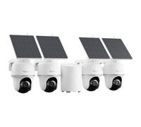 Reolink 3MP Telecamera Wi-Fi Esterno Kit, Senza Fili, Visione Notturna IR, Impermeabile, Rilevamento PIR, 360° Pan&Tilt, Audio a 2 Vie, Home Hub Mini con 4x Argus PT Lite + pannello solare Lite