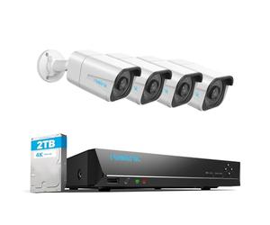 Reolink 4K PoE Kit Videosorveglianza Esterno, Rilevamento Uomo/Veicolo, NVR 8CH 2TB + 4x Telecamere da Esterno, Visione Notturna Infrarossa, Espandibile a 16TB, Impermeabile IP67, RLK8-800B4 (Bianco)