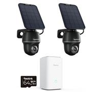 Reolink 4K Solar Surveillance Outdoor Battery Camera Set con Home Hub, panoramica/inclinazione a 360°, archiviazione locale, Rilevamento Uomo/Auto/Animale, 2 Argus PT Ultra Noir Set