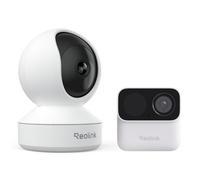 Reolink 4MP Telecamera Interno E1 & Argus MagiCam Magnetica Senza Fili Esterno/Interno, Vista 360°, Auto Tracking, Rilevamento IA, Visione Notturna, Audio Bidirezionale