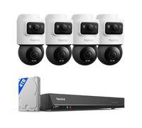 Reolink 5MP+5MP Telecamera di Sicurezza Esterno Doppia Lente, Bullet e PT Telecamere, SyncTrack, Rilevamento Intelligente, NVR PoE 16 Canali con 4TB HDD, 4*OMVI 2i PoE e 1*RLN16-410