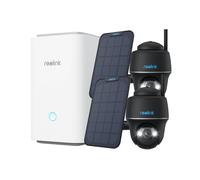 Reolink Argus PT + SP 2Pack con Home Hub, set di telecamere di sorveglianza da esterno 2K+ 5MP Batteria da esterno, 5/2,4 GHz, Pan & Tilt, visione notturna a colori, nero