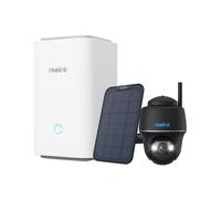 Reolink Argus PT + SP con Home Hub, set di telecamere di sorveglianza da esterno 2K+ 5MP Batteria da esterno, 5/2,4 GHz, Pan & Tilt, visione notturna a colori, nero