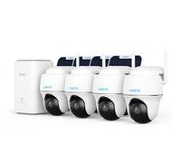 Reolink Kit 4 Telecamere WiFi Esterno Senza Fili 2K 3MP con Pannelli Solari e Home Hub, 360° PTZ, Visione Notturna, Audio a 2 Vie, Impermeabile, Nessun Abbonamento, Argus PT Lite Videosorveglianza