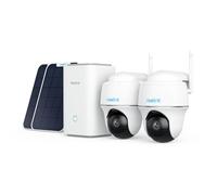 Reolink Kit Telecamere Wi-Fi Esterno Senza Fili 2K con Pannello Solare, Rilevamento Persone Veicoli, 360° PTZ, Visione Notturna, Archiviazione Locale, Nessun Abbonamento, 2 Argus PT Lite + Home Hub