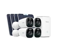 Reolink Kit Telecamere Wi-Fi Esterno Senza Fili 5MP con Pannello Solare e Batteria, 2K+, 2.4/5GHz, Videocamera Sorveglianza con Visione Notturna, Archiviazione Locale, 4x Argus Eco Pro + Home Hub
