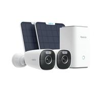 Reolink Kit Telecamere Wi-Fi Esterno Senza Fili 5MP con Pannello Solare e Batteria, 2K+, Dual-Band 2.4/5GHz, Visione Notturna, Nessun Abbonamento, Archiviazione Locale, IP66, Argus Eco PRO + Home Hub