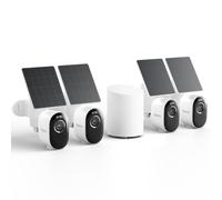 Reolink Kit Telecamere Wi-Fi Esterno Senza Fili con Pannello Solare, 5MP Visione Notturna a Colori, Rilevamento di Persone/Veicoli/Animali, Wi-Fi Dual-Band, 4 Argus 3 Pro+Home Hub Mini