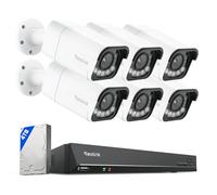 Reolink PoE 4K Telecamera Esterno, 5X Zoom Ottico, Rilevamento di Uomo/Veicolo/Animale, Faretti per Visione Notturna a Colori, Audio Bidirezionale, NVR 16CH con 4TB HDD, 6*RLC-811A e 1*RLN16-410