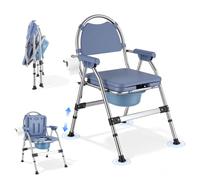 Reomdara Sedia Comoda WC per Anziani, WC Portatile Adulti, Pieghevole, Regolabile in Altezza, Capacità 200kg, Secchio Rimovibile, Mobile per Anziani e Disabili