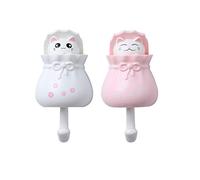 REOOHOUSE - Gancio da parete autoadesivo decorativo a forma di gatto portafortuna, per appendere cappotti, borse, asciugamani, chiavi per bambini e adulti, per casa, ufficio, set di 2