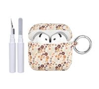 Reownest Custodia Compatibile con AirPods 4 con Kit di Pulizia, Carino Motivo Floreale Colorato, Cover Antigraffio con Portachiavi, Custodia Morbida per Auricolari - Giallo