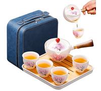 REOWONU Set da tè cinese Set da tè Gongfu, Set di teiera portatile con rotazione a 360 Macchina per il tè e infusore, set da tè kung fu Set da tè Asia Set da tè da viaggio All in One Borsa in pelle (4