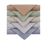 Reoyloep Muslin Wipes per il bambino, 5-Pack Muslin Squares 23x23cm/9.06 "x9.06 Baby Burp Panno di Cotone Salviette per il viso Super Soft