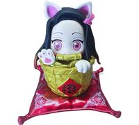 REOZIGN Kamado Nezuko, Statuetta di gatto che attira la ricchezza, personaggi anime Kamado Nezuko, 12 cm, in PVC, fatti a mano, modello di decorazione, regali