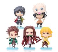 REOZIGN Kamado Tanjirō, Agatsuma Zen'itsu, Nezuko Figure, 5 pezzi Q versione in piedi 7 cm / 2,8 pollici animato modello di gioco di personaggi decorazione regalo