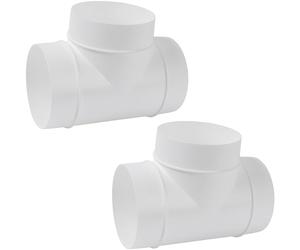 Repa Market 100 mm di diametro bianco a T fughe a 3 vie, 2 pezzi di splitter per condotto per essiccatori di scarico, connettori a T a 3 vie in plastica, raccordo a tre rami (10 cm)