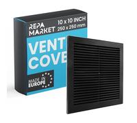 Repa Market 250 x 250 mm (dimensioni esterne), coperture quadrate nere per prese d'aria - prese d'aria in plastica - copertura per griglia con rete in nylon - griglie di ventilazione a soffitto HVAC