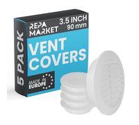 Repa Market Confezione da 5 coperture di ventilazione bianche con schermo a rete, griglia di ventilazione in plastica, per condotti a parete interni ed esterni, griglia HVAC Louvre per cucina, bagno